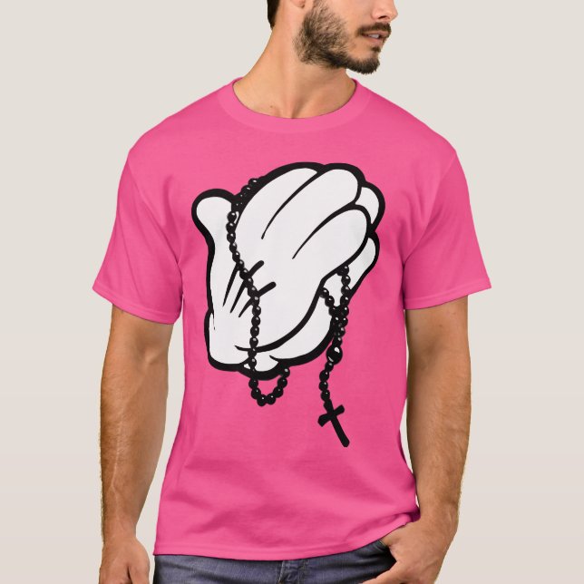 Camiseta Mãos Rezando Engraçadas (Frente)