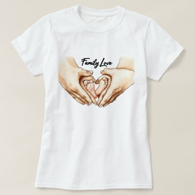 Camiseta Mãos segurando os pés do bebê (Frente do Design)