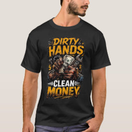 Camiseta Mãos Sujas Dinheiro Limpo Presente para Mecânico