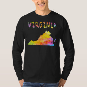 Camiseta Map Digital A do Estado da Virgínia para Aquarela 