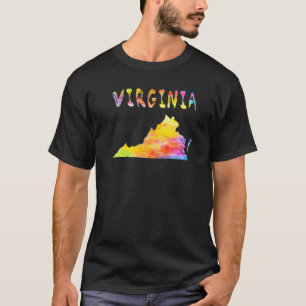 Camiseta Map Digital A do Estado da Virgínia para Aquarela 