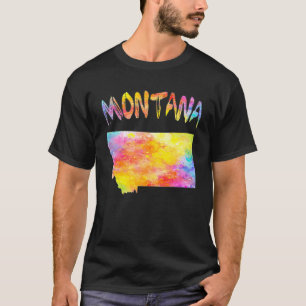 Camiseta Map Digital A do Estado do Watercolor Montana Mult
