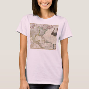 Camiseta Mapa 1794 de Pownell de America do Norte e de