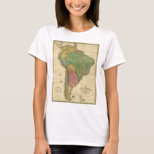 Camiseta Mapa 1826 de Ámérica do Sul do vintage por Anthony