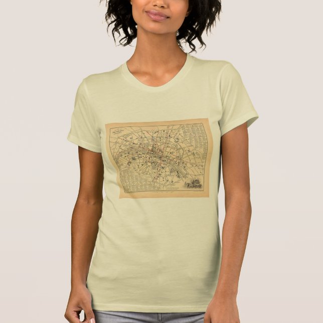 Camiseta Mapa 1858: Itineraire des Omnibus dans Paris Franç (Frente)