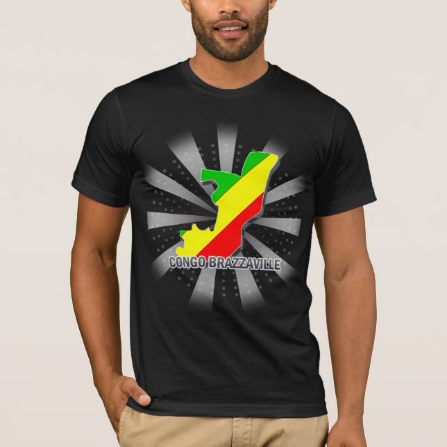 Camiseta Mapa 2,0 da bandeira de Congo Brazzaville (Frente)