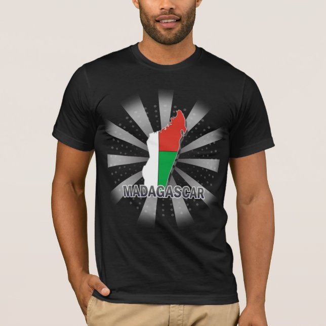 Camiseta Mapa 2,0 da bandeira de Madagascar (Frente)