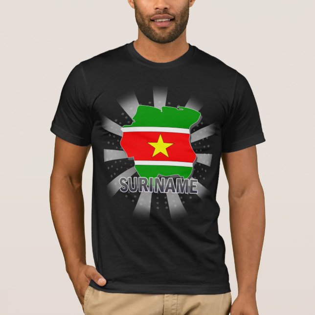 Camiseta Mapa 2,0 da bandeira de Suriname (Frente)