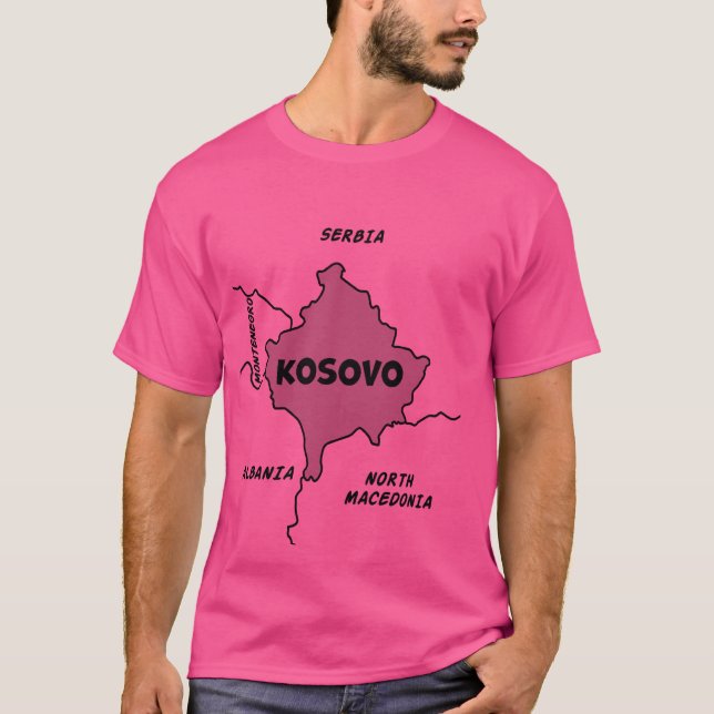 Camiseta Mapa à mão do Kosovo e dos países vizinhos (Frente)