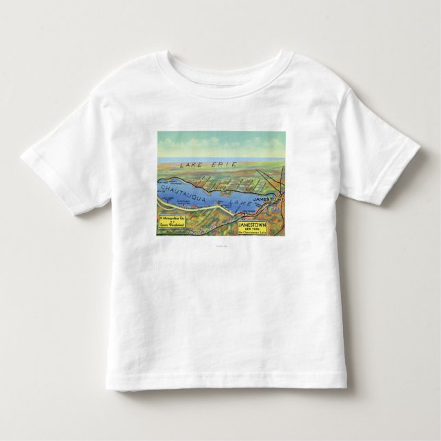 Camiseta Mapa aéreo do lago e de cidades circunvizinhas (Frente)