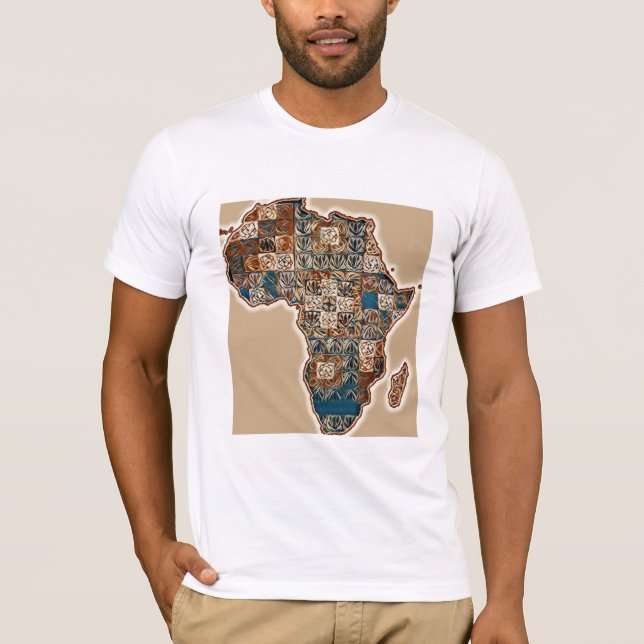 Camiseta Mapa Africano - Continente Abstrato Negrito (Frente)