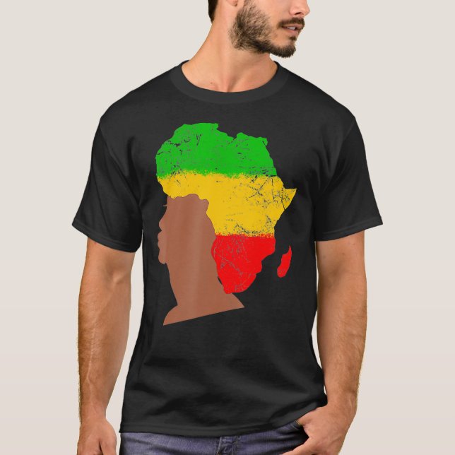 Camiseta Mapa Africano da História Negra Presente para Dois (Frente)
