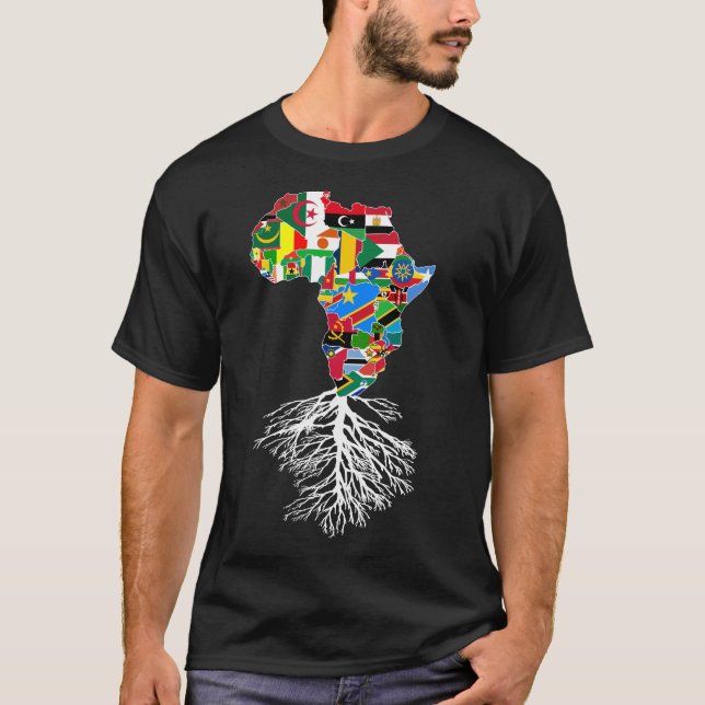 Camiseta Mapa Africano de Raízes Continentes Correspondendo (Frente)