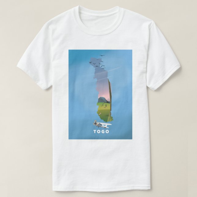 Camiseta Mapa africano de Togo impressão de viagem (Frente do Design)