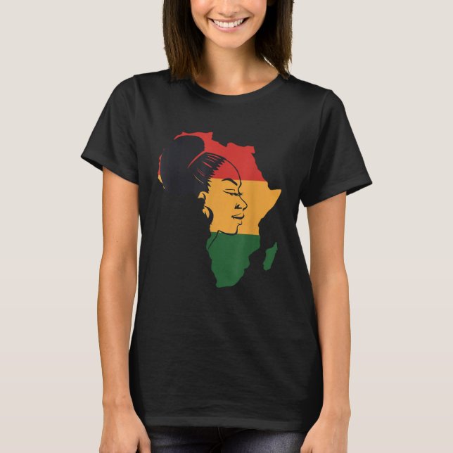 Camiseta Mapa africano desolado com rainha africana em Áfri (Frente)
