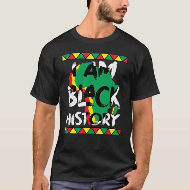 Camiseta Mapa Africano Eu Sou História Negra (Frente)
