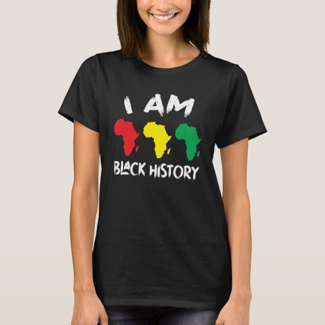 Camiseta Mapa Africano I Am Black History 1 (Frente)