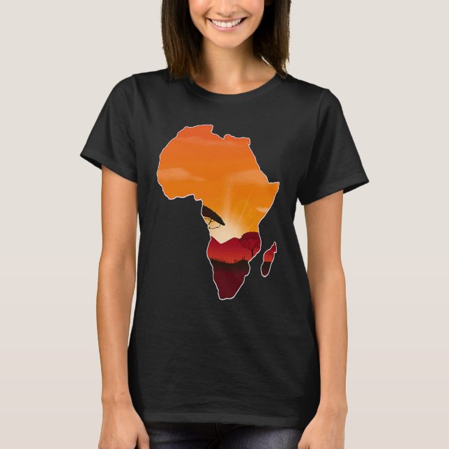 Camiseta Mapa Africano Tradicional do Sunset da Savana Afri (Frente)