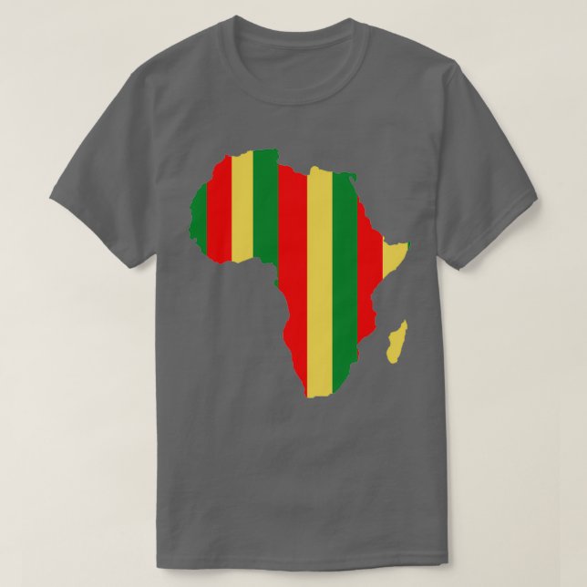 Camiseta Mapa Africano Vermelho Verde Amarelo (Frente do Design)