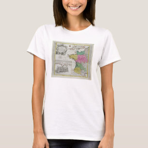 Camiseta Mapa alemão mostrando ataques navais ingleses em f