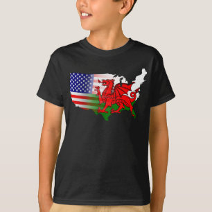 Camiseta Mapa Americano de Bandeiras do País de Gales
