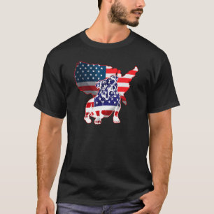 Camiseta Mapa Americano do Bulldog 4 de julho Cães Ideias B