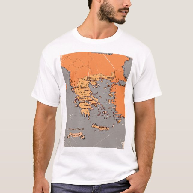 Camiseta Mapa Antigo das Províncias da Grécia (Frente)