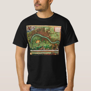 Camiseta Mapa Antigo das Ruas de Londres por Johannes de Ra