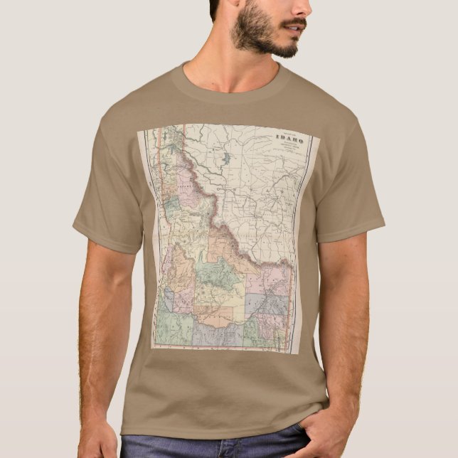 Camiseta Mapa Antigo de Idaho 1901 (Frente)