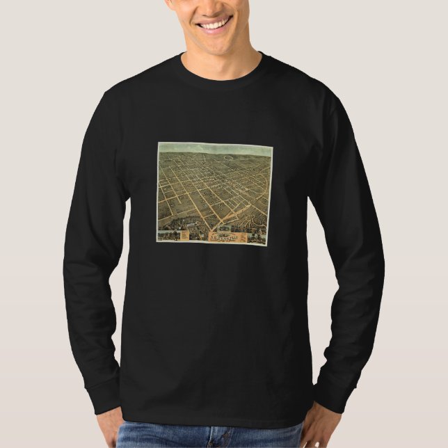 Camiseta Mapa Antigo de Lexington Ky 1871 (Frente)