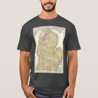 Camiseta Mapa Antigo de Michigan 1897