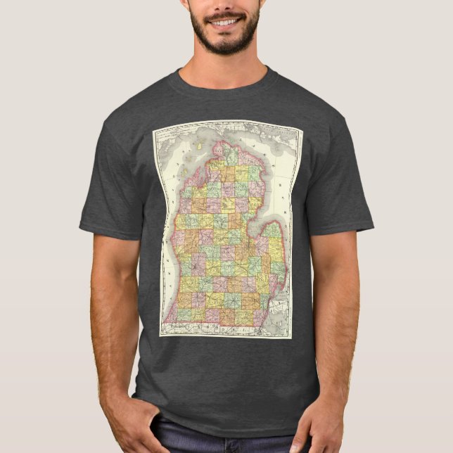 Camiseta Mapa Antigo de Michigan 1897 (Frente)