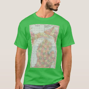 Camiseta Mapa Antigo de Michigan 1901