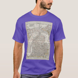 Camiseta Mapa Antigo de Michigan 1901 3 Tamanho Grande