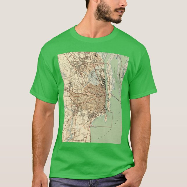 Camiseta Mapa Antigo de Mobile Alabama 1940 (Frente)