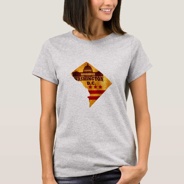 Camiseta Mapa Antigo de Washington DC (Frente)