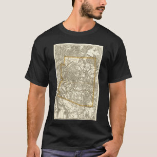 Camiseta Mapa Antigo do Arizona 1876 Super Dimensionado