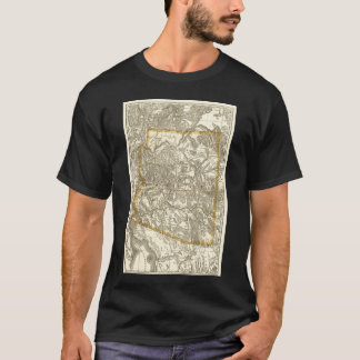 Camiseta Mapa Antigo do Arizona 1876 Super Dimensionado