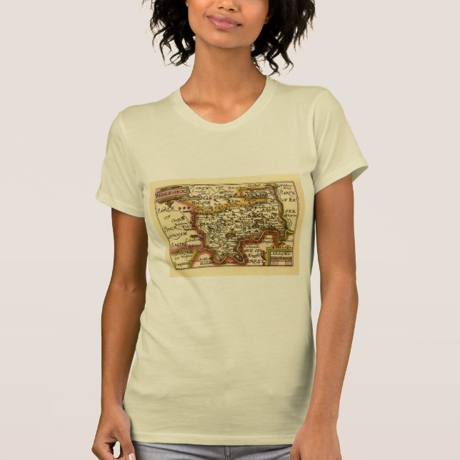 Camiseta Mapa Antigo do Atlas do Condado Médio de Middlesex (Frente)