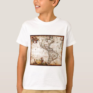 Camiseta Mapa Antigo do Continente Americano