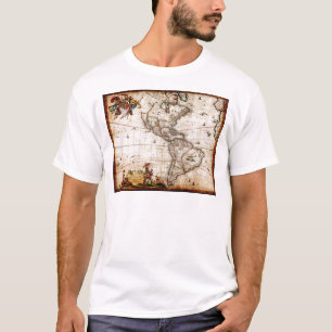 Camiseta Mapa Antigo do Continente Americano