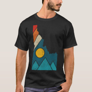 Camiseta Mapa Antigo do Estado de Idaho Montanhas Caminhant