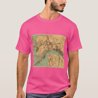 Camiseta Mapa Antigo do Ouro e Carvão no Alasca 1898 Oversi