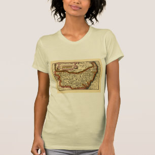 Camiseta Mapa Antiquário do Condado de Suffolk (Suffolck) I