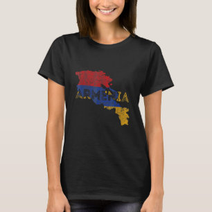 Camiseta Mapa Armênio e Bandeira Souvenir   Envelhecido Arm