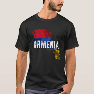 Camiseta Mapa Armênio e Bandeira Souvenir Envelhecido Armê