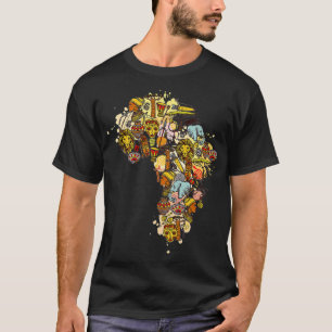 Camiseta Mapa artístico africano história negra mês afri