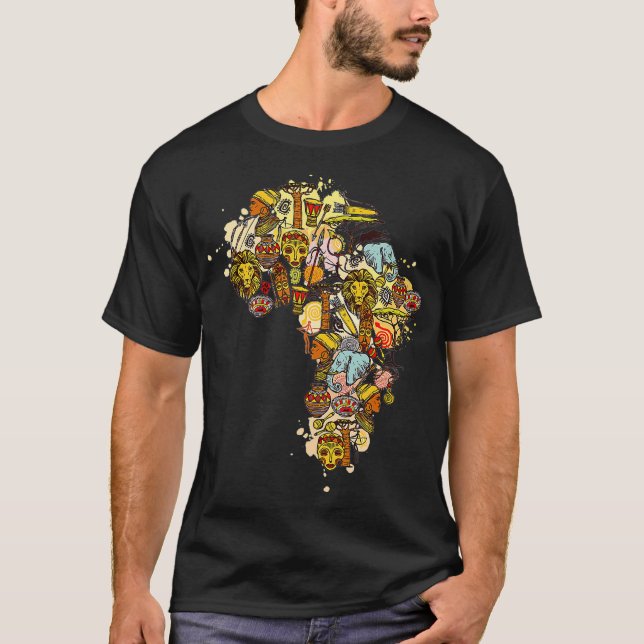 Camiseta Mapa artístico africano história negra mês african (Frente)