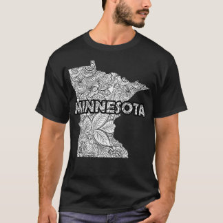 Camiseta Mapa artístico de Mandala de Minnesota com texto e