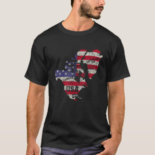 Camiseta Mapa atualizado dos EUA Canadá, Canadá, Vintag Gro